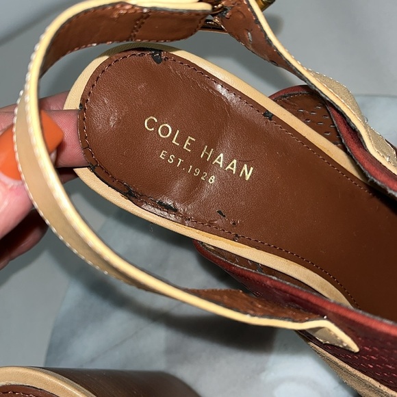 Cole Haan Tabby High Slingback Peep Toe Dress Sandals  Zinfandel/Dune color - Picture 6 of 14